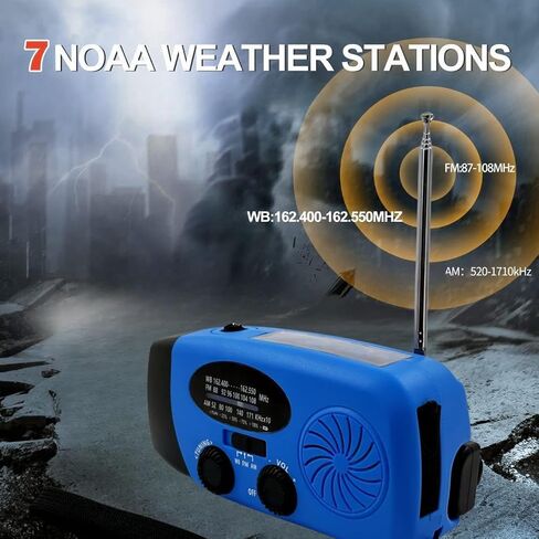 5000mAh Emergency Crank Weather Radio, iRonsnow NOAA/FM/AM Solar Radios, Portable Survival Radio with SOS, Earphone Jack, 1W 4 Modes LED Flashlight, Cell Phone Charger for Camping Hiking in Kuwait