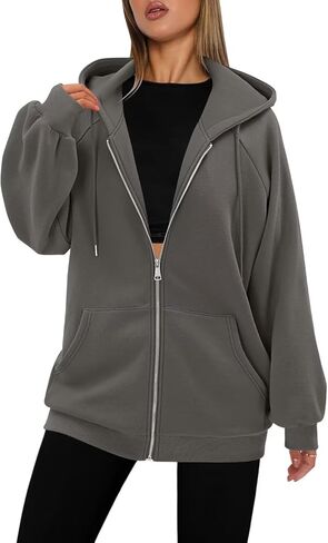 StunShow Women's Zip Up Hoodies Oversized Fleece Long Sleeve Sweatshirts Casual Fall Jacket Coat with Pocket(S-3XL) in Kuwait
