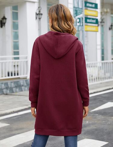 Yusongirl Zip Up Hoodies for Women Fleece Jackets Long Warm Hoodie Womens Hooded Tunic Sweatshirt Winter Coats with Pockets in Saudi Arabia