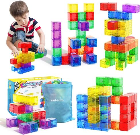 48PCS Magnetic Blocks - 1.38 inch Building Blocks for Toddlers, STEM Building Toys for Kids, Montessori Toys for 2 3 4 5 6+ Year Old, Magnet Sensory Travel Toys Christmas Birthday Gifts for Boys Girls in Kuwait