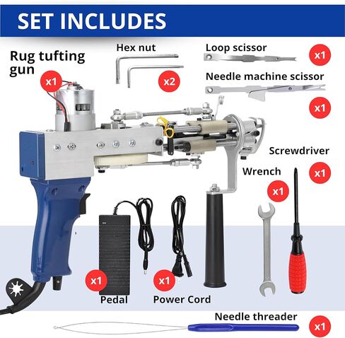 مسدس خصلة البساط 2 في 1 من BELMAKS - آلة قطع الوبر والحلقة، آلة نسج السجاد المحمولة عالية السرعة، أداة تطريز يدوية، مسدس خصلة يدوي الصنع، مسدس خصلة الوبر المقطوع يدويًا in Kuwait