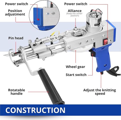 مسدس خصلة البساط 2 في 1 من BELMAKS - آلة قطع الوبر والحلقة، آلة نسج السجاد المحمولة عالية السرعة، أداة تطريز يدوية، مسدس خصلة يدوي الصنع، مسدس خصلة الوبر المقطوع يدويًا in Kuwait