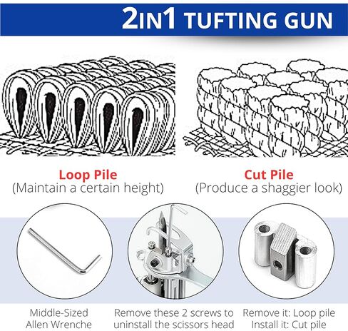 مسدس خصلة البساط 2 في 1 من BELMAKS - آلة قطع الوبر والحلقة، آلة نسج السجاد المحمولة عالية السرعة، أداة تطريز يدوية، مسدس خصلة يدوي الصنع، مسدس خصلة الوبر المقطوع يدويًا in Kuwait