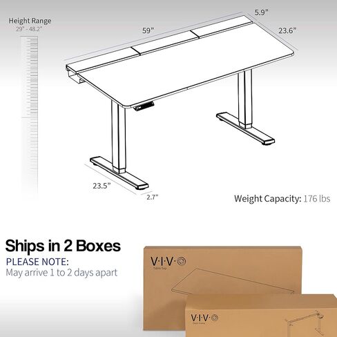 VIVO Electric 60 x 30 inch Standing Desk Workstation with Concealed Cable Trays and Full-Size Mouse Pad, Memory Controller Height Adjustment, Black Top Black Frame, DESK-KIT-1B6-P3B in Saudi Arabia