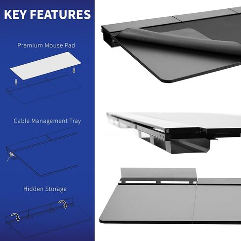 VIVO Electric 60 x 30 inch Standing Desk Workstation with Concealed Cable Trays and Full-Size Mouse Pad, Memory Controller Height Adjustment, Black Top Black Frame, DESK-KIT-1B6-P3B in Saudi Arabia