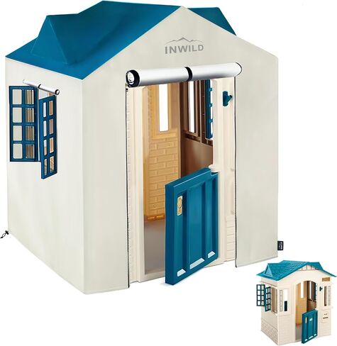 غطاء مسرح خارجي، غطاء واقٍ لجميع الأحوال الجوية لبيت لعب Little Tikes Cape Cottage، مناسب تمامًا، مع باب ونافذة، 43 بوصة عرض × 35 بوصة عمق × 48 بوصة ارتفاع، (الغطاء فقط، أزرق) in Saudi Arabia