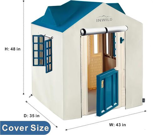 غطاء مسرح خارجي، غطاء واقٍ لجميع الأحوال الجوية لبيت لعب Little Tikes Cape Cottage، مناسب تمامًا، مع باب ونافذة، 43 بوصة عرض × 35 بوصة عمق × 48 بوصة ارتفاع، (الغطاء فقط، أزرق) in Saudi Arabia