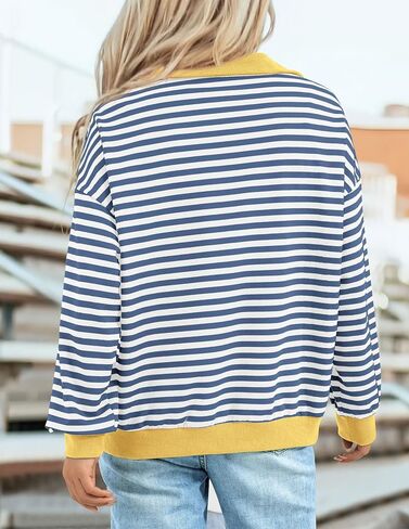 PRETTYGARDEN Womens Striped Sweatshirts 2024 Fall Fashion Clothes Casual Long Sleeve Pullover Shirts Preppy Tops in Saudi Arabia