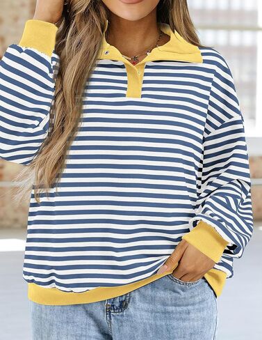 PRETTYGARDEN Womens Striped Sweatshirts 2024 Fall Fashion Clothes Casual Long Sleeve Pullover Shirts Preppy Tops in Saudi Arabia