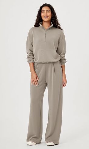 ODODOS Women's Modal Soft Cinchable Sweatshirts Half Zipper Funnel Neck Oversize Pullover with Pockets in Saudi Arabia