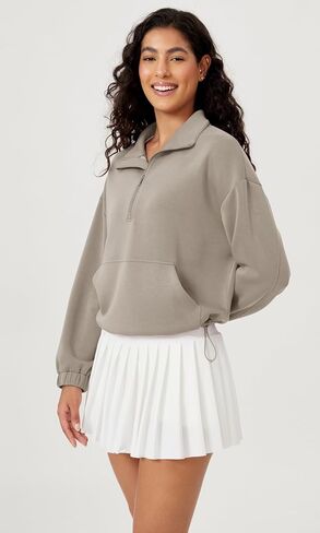 ODODOS Women's Modal Soft Cinchable Sweatshirts Half Zipper Funnel Neck Oversize Pullover with Pockets in Saudi Arabia