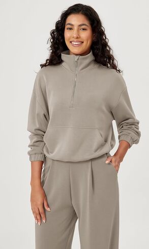 ODODOS Women's Modal Soft Cinchable Sweatshirts Half Zipper Funnel Neck Oversize Pullover with Pockets in Saudi Arabia