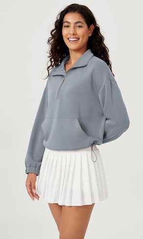 ODODOS Women's Modal Soft Cinchable Sweatshirts Half Zipper Funnel Neck Oversize Pullover with Pockets in Saudi Arabia