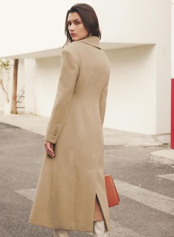 معطف شتوي نسائي من الصوف من MIHOLL، أنيق بياقة مدببة، معطف طويل بأزرار مزدوجة مع جيوب in Kuwait