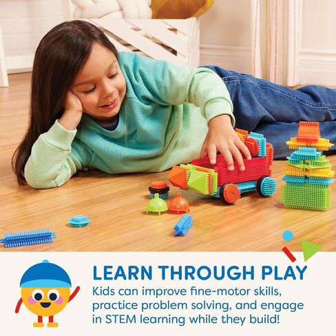 باتات - كتل ذات شعيرات - مكعبات بناء متشابكة من STEM - مجموعة لعب 50 قطعة - ألعاب تنموية للأطفال الصغار والأطفال - دلو البناء الأساسي - سنتان + in Kuwait