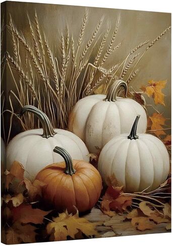 TLESKE خمر الخريف القرع قماش جدار الفن الديكور، ريفي الجمالية مزرعة الخريف جدار الفن يطبع لغرفة المعيشة غرفة نوم المطبخ، عيد الشكر الزينة جدار العمل الفني صورة مؤطرة، 11x14in in Kuwait
