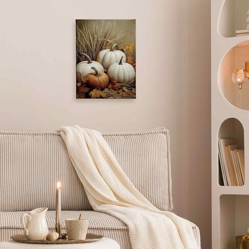 TLESKE خمر الخريف القرع قماش جدار الفن الديكور، ريفي الجمالية مزرعة الخريف جدار الفن يطبع لغرفة المعيشة غرفة نوم المطبخ، عيد الشكر الزينة جدار العمل الفني صورة مؤطرة، 11x14in in Kuwait