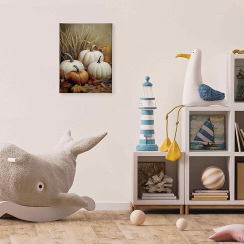 TLESKE خمر الخريف القرع قماش جدار الفن الديكور، ريفي الجمالية مزرعة الخريف جدار الفن يطبع لغرفة المعيشة غرفة نوم المطبخ، عيد الشكر الزينة جدار العمل الفني صورة مؤطرة، 11x14in in Kuwait