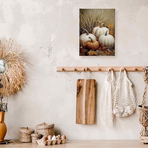 TLESKE خمر الخريف القرع قماش جدار الفن الديكور، ريفي الجمالية مزرعة الخريف جدار الفن يطبع لغرفة المعيشة غرفة نوم المطبخ، عيد الشكر الزينة جدار العمل الفني صورة مؤطرة، 11x14in in Kuwait