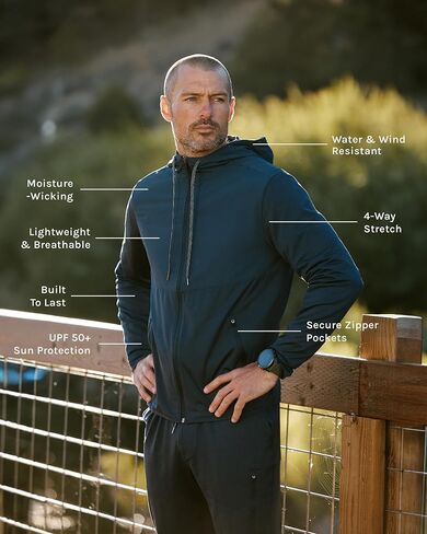 INTO THE AM Daybreak Performance Lightweight Windbreaker Jacket for Men S-4XL Athletic Workout Hoodie for Running Hiking Gym in Kuwait