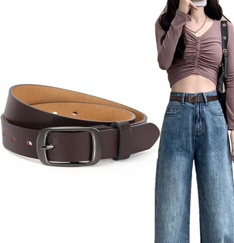 Women Leather Belts for Jeans Pants Fashion Dress Belt for Women with Solid Pin Buckle in Saudi Arabia