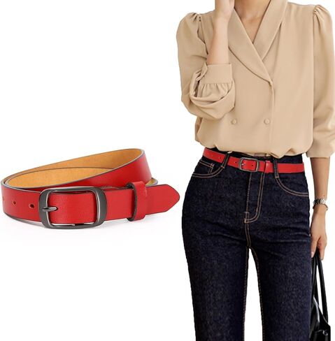 Women Leather Belts for Jeans Pants Fashion Dress Belt for Women with Solid Pin Buckle in Kuwait