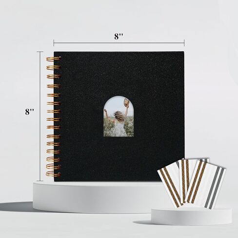 Vienrose 10X10 بوصة ألبوم القصاصات DIY ألبوم صور نافذة قوس الكتان 40 صفحة فارغة ألبومات صور القصاصات لحفل زفاف الطفل، بيج in Saudi Arabia