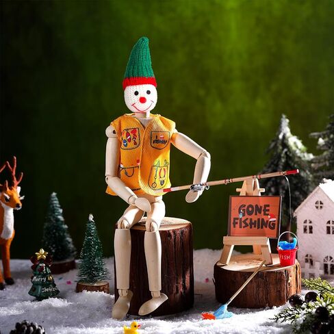 Outus 7 Pcs Christmas Elf Accessories Set Elf Fishing Accessories Elf Prop Include Fishing Rod Elf Vest Fishnet and Fish for Xmas Elf Cloth and Accessories Gifts in Saudi Arabia
