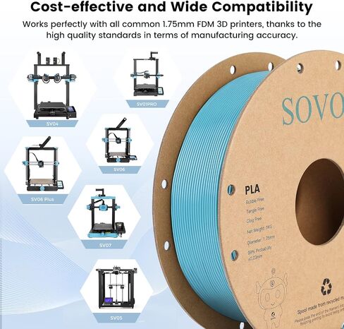 Sovol Matte PLA Filament Rotated Tri Color Co-Extrusion 1.75 مم، خيوط طابعة ثلاثية الأبعاد سريعة التغيير 1 كجم / 2.2 رطل، أحمر غير لامع أخضر أزرق 3 في 1 مادة PLA +/-0.03 مم in Kuwait