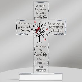 Jetec Bereavement Gift Angel Red Cardinal Cross Acrylic Memorial Gift Sympathy Table Decor Remember Me Grieving Gift Sympathy Gift for Loss of Loved One Remembrance Decor (Cross)