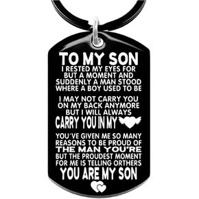 Gifts for Son, To My Son - Unique My Son Keychain Son Gifts from Mom Dad Mother Father, Gifts for Adult Son, Gifts for Son in Law, Bonus Son Gifts, Gifts for Grown Son, Christmas Gifts for Son