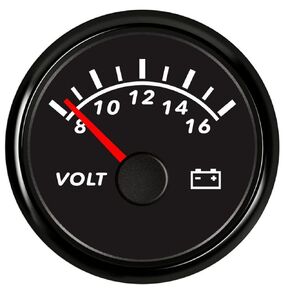 Universal Voltage Meter Volt Gauge 52mm Digital Voltmeter for Motorcycle Marine Boat Car Truck 8-16V Waterproof with Red Backlight