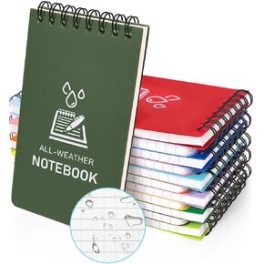 Waterproof Pocket Notebook All Weather Notepad 3x5, 12 Packs Mini Spiral Notepads for Police, Outdoor Worker, Office, School, Write in the Rain Notebooks, 12 Assorted Colors