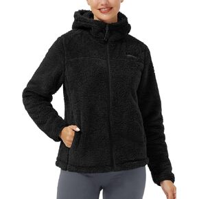 Pioneer Camp Women's Fuzzy Fleece Jacket Full Zip Up Lightweight Warm Soft Fleece Coat with hood for Spring Fall Winter