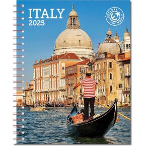 Italy Weekly Engagement Calendar 2025, Planner 6.5" x 8.5" Spiral Bound