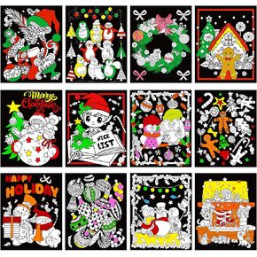 Zhanmai 48 Pcs Velvet Coloring Posters Day of the Dead Fuzzy Velvet Coloring Posters Halloween Fuzzy Coloring Sheets DIY Craft Coloring Poster for Family Craft Project to Color and Share