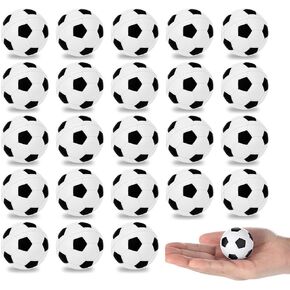 24 PCS Soccer Cupcake Toppers Foam Mini Soccer Stress Ball Soccer Ball Cupcake Picks Football Theme Cake Topper for Kids Stress Relief Relaxation Party Decoration School Carnival Reward