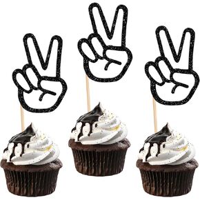 36 PCS Hippie Party Cupcake Toppers Peace Sign Hand Butterfly Two Groovy Cupcake Picks Dasiy Flower Bus 60s Retro Boho Cake Decorations for Hippie Two Groovy Carnival Theme 2nd Birthday Party Supplies