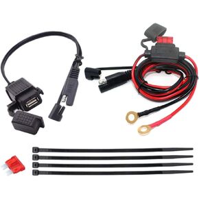 JZK SAE to USB Cable Adapter SAE Quick Disconnect 2.1A Waterproof USB Port with Inline Fuse, Socket Cable 12V-24V for Motorcycle Cellphone Tablet GPS
