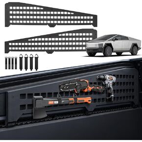 2 PCS 42 Inch Molle Side Panels Compatible with Tesla Cybertruck 2024 2025 Aluminum Alloy Material Cybertruck Molle Panels with 8 Straps to Mount Things for Cybertruck accessories |Easy to Install|