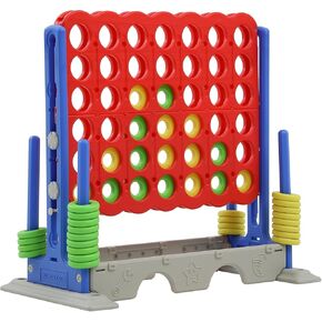 SDADI Authorized Height Adjustable Giant 4-in-a-Row Connect Game - Jumbo 4-to-Score with Golf Game Set for Kids and Adults, Indoor/Outdoor Family Floor Game with Quick-Release Slider, Blue and Red