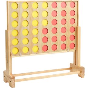 THE TWIDDLERS - Adjustable Height 2.4FT Wooden Giant 4 in a Row Connect Game with Carry Bag | Jumbo Four in a Row Game for Kids and Adults, Outdoor Yard Game