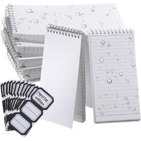 Geyoga 6 Pcs Reporters Notebook Small Top Spiral Notebooks Waterproof Top Bound Spiral Notebook 4 x 8 Inch Weatherproof Steno Notepads Law Enforcement Notepad for Journalists Detective (Black)