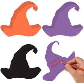 MixTeach 180 Pcs Halloween Paper Cutouts Witch Hat Shaped Cutouts Black Purple Orange Halloween Witch Hat Die Cut Classroom Decor for Bulletin Board Halloween DIY Crafts Party Supplies, 7x6 Inch