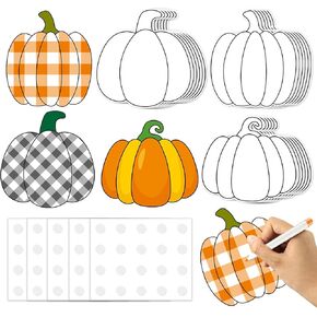 102Pcs Pumpkin Paper Coloring Craft Cutouts Fall Bulletin Board Decorations Thanksgiving Classic Pumpkin DIY Cardboard Kit for Autumn Harvest Theme School Classroom Wall Window Kids Home Project Decor