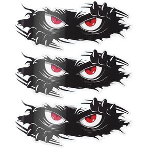 Molain 3Pcs Monster Angry Eyes Car Decals,10 x 4 inches Black Vinyl Bumper Stickers and Decals, Halloween Funny Monster Stickers for Cars, Trucks, Dents & Sports Cars