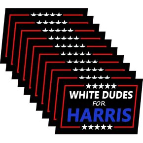 10 Pack White Dudes for Kamala Harris Stickers Laptop Bumper Decal Window Waterproof Car Stickers