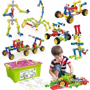 Stem Building Toys for 3 4 5 6 7 8 Year Old Boys Girls Kids,125 Pieces Building Blocks Educational Learning Toys with Large Storage Box,Ideal Christmas Birthday Gifts in Kuwait