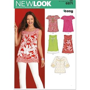 Simplicity U06871A New Look Easy to Sew Misses' Pullover Tunic and Top Sewing Pattern Kit, Code 6871, Sizes 10-22