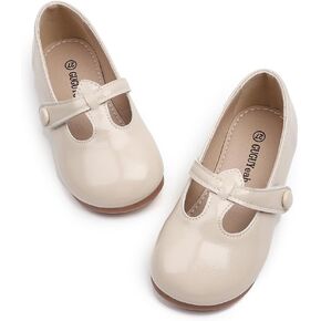 GUGUYeah Toddler Girl Mary Jane Dress Shoes,PU Leather T-Strap Princess Ballerina Flats for Wedding Party School (Toddler/Little Kid)